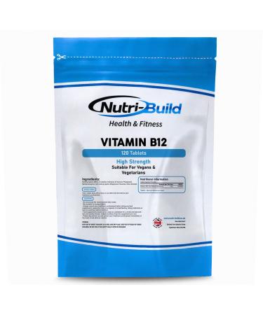 NUTRI-BUILD Vitamin B12-120 Tablets - B12 Vitamin 1000mcg - Maintain Healthy Energy Levels - B12 Tablets High Strength - Vegan Vegetarian Gluten Free - B12 Supplement Made in The UK
