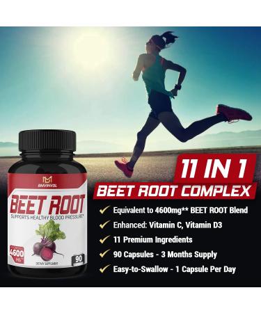 Beet Root Capsules 4600mg Herbal Equivalent - 11in1 Powerful Blend for Healthy Blood Pressure & Immune System - 3 Months Supply - Buy Online on GoSupps.com