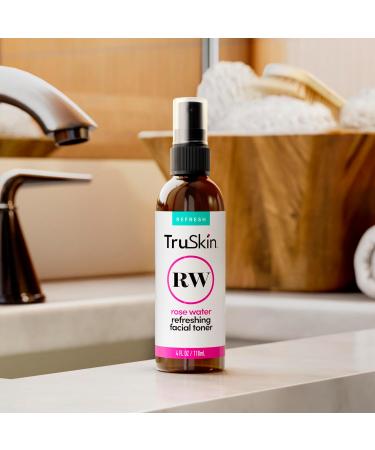TruSkin Rose Water Toner for Face | 100% Natural Hydrating Skin Care | Refresh & Revitalize | 4 fl oz - Buy Online on GoSupps.com