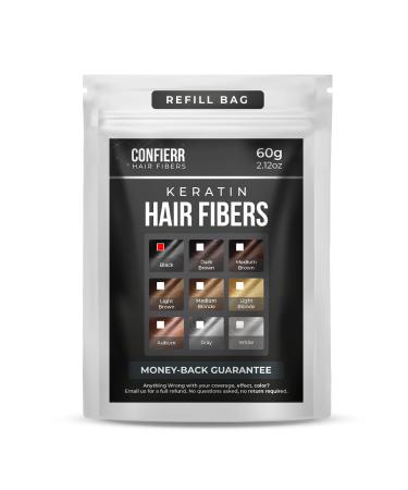 Keratin Hair Fibers Refill Bag for Men & Women - Fill In Fine or Thinning Hair Bald Spots Instantly Thicker & Fuller Hair (Black 60g) Refill (60 Gram) Black