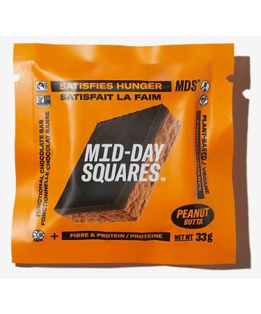 Mid-Day Squares Peanut Butta Bars 33g each 3 Packs (36 Squares) | Made with Real Chocolate 6g Plant Protein 4g Fiber Gluten Free Certified Vegan Peanut Butta 12 Count (Pack of 3) - Buy Online on GoSupps.com