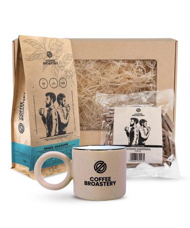 Coffret Cadeau Coffee Broastery Caf en Grains Brazil Guaxupe Premium 1 kg + Caramels au Caf 250 g + Mug en C ramique 300 ml