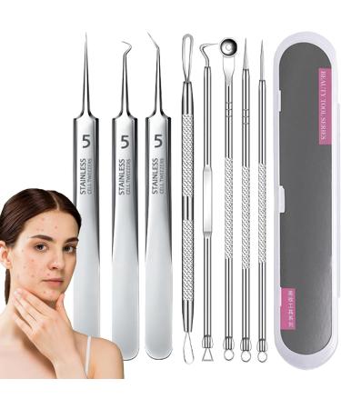Curved Pimple Tweezers - 8pcs Pimple Popper Tools Blackhead Remover Kit - Curved Blackhead Remover Tweezers Blackhead Remover Comedone Extractor with Storage Box for Pimples - Buy Online on GoSupps.com