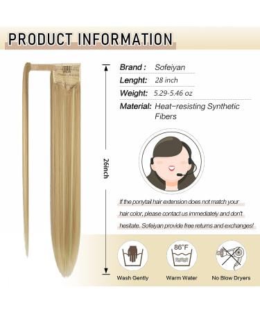 SOFEIYAN Long Straight 28 Wrap Around Ponytail Extension - Light Blonde/Platinum Blonde Mix - Clip in Hairpiece for Women - Buy Online on GoSupps.com