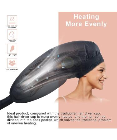 Bonnet Hood Hairdryer Attachment - Styling, Conditioning & Drying Cap with Head Drying Cap & Storage Bag (Black) - Buy Online on GoSupps.com