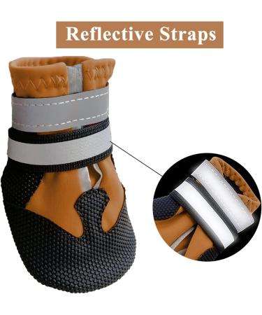 REESTBOO Dog Shoes 4 Pcs Breathable Dog Boots Pet Snow Shoes with Adjustable Straps & Non-Slip Soles Dog Paw Protectors Running Shoes for Large Dogs Outdoor Indoor Wearing Brown (XXL) XXL Brown - Buy Online on GoSupps.com