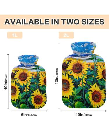 Sunflowers Hot Water Bottle 2L - BPA-Free Large Cover for Pain Relief Perfect for Headaches Neck & Shoulders - Buy Online on GoSupps.com