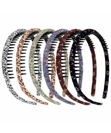 AMCAMI 6-Piece Non-Slip Comb Headbands for Women - Resin Hair Bands Hoop for Makeup and Washing - Hair Accessories for Girls - Buy Online on GoSupps.com