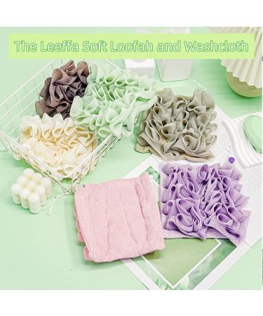 Buy Loufee Loofah Washcloth 2-in-1 Bath Sponge Set | Soft Loofah & Washcloth 3Pcs White - International Shipping - Buy Online on GoSupps.com