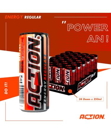  ACT!ON ACTION Energy Drink Regular 24 x 250 ml Disposable Tutti-Frutti Taste Cans 31.5 mg/100 ml Caffeine - For Better Caffeine Concentration - Buy Online on GoSupps.com