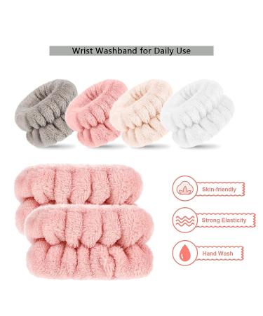 8-Piece Spa Facial Headband & Towel Set for Women - Adjustable Terry Cloth Wrap for Makeup, Skincare, and Shower - White Gray and Light Pink Colors - Buy Online on GoSupps.com
