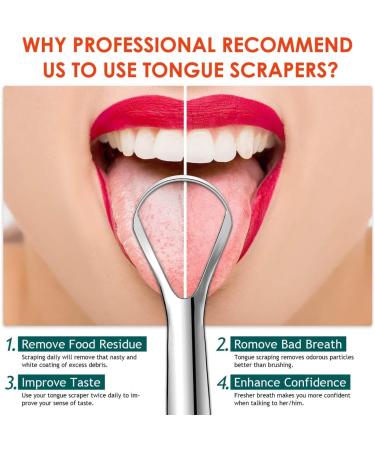 2-Pack Stainless Steel Tongue Scraper Set for Fresher Breath - Medical Grade Metal Tongue Cleaners for Bad Breath Reduction - Buy Online on GoSupps.com