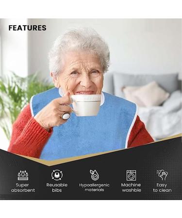 Adult Bibs adult Bibs for Women adult Bibs for Men adult Bib bibs for Adults adult Bibs for Elderly Women 2pcs Blue - Buy Online on GoSupps.com