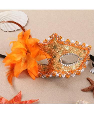 Sexy Masquerade Mask for Women Lace Eye Mask for Halloween Costume Party Orange One Size - Buy Online on GoSupps.com