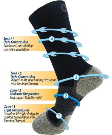 OrthoSleeve Diabetic & Neuropathy Wellness Socks WC4 XL - Improve Circulation, Aid with Edema - Black Crew (1 Pair) - Buy Online on GoSupps.com