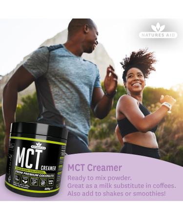 Natures Aid MCT Oil Creamer Powder - Add to Coffee Shakes Smoothies - 100 Percent Premium Coconut Oil Pure Sustainably Sourced Vegan Vegetarian GMP Standards Rapid Absorbed for Energy MCT Oil Creamer Powder 225g - Buy Online on GoSupps.com