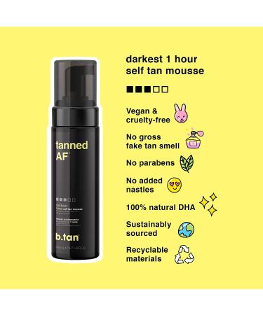 b.tan Tanned AF - Ultra Dark Self Tanner Mousse - 1 Hour Fast Sunless Tan - Vegan & Cruelty-Free - 6.7 Fl Oz - Buy Online on GoSupps.com