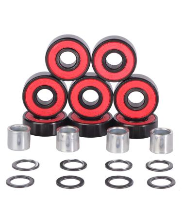 Redsia Skateboard Bearings ABEC 11 Precision 608 2RS with Spaces and Speed Washers for Longboard, Mini Cruisers, Scooter, Roller Skates, Inline Wheels (Set of 8 Pcs)
