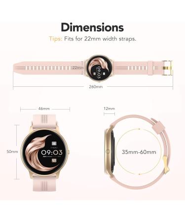 AGPTEK Women's Smart Watch - IP68 Waterproof Activity Tracker with Heart Rate Monitor & Full Touch Screen - Pink/Rose Gold - Buy Online on GoSupps.com