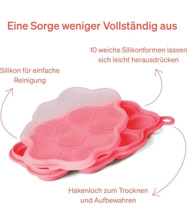 Lovenoobs Baby Food Storage - 100% Silicone Freezing Container for Baby Porridge & Ice Cream Shapes - Red - Buy Online on GoSupps.com