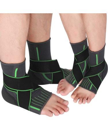 2 Packs Breathable Ankle Brace Ankle Support Sleeve with Compression Ankle Wrap for Plantar Fasciitis Ankle Sprain Ankle Swelling Joint Pain Fits All for Women Men Medium Green - Buy Online on GoSupps.com