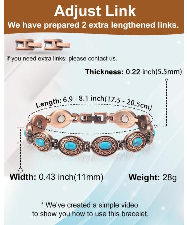 EnerCoppeX Copper Magnetic Bracelet for Women - Turquoise Jewelry with 3500 Gauss Magnet (COB-0174) - Buy Online on GoSupps.com