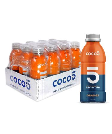 Coco5 Clean Sports Hydration Orange Flavor | 100% Natural | 50% Less Sugar | Nothing Artificial | Non-GMO | Gluten Free | Developed by Pro Trainers for Pro Athletes | 16.9 Oz (Pack - 12)