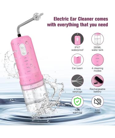 Ear Wax Removal Electric Ear Irrigation Flushing System Water Powered Ear Cleaner with 4 Pressure Modes 6 Reusable Replacement Tips Safe and Effective Ear Cleaning Tool for Adults (Pink) - Buy Online on GoSupps.com