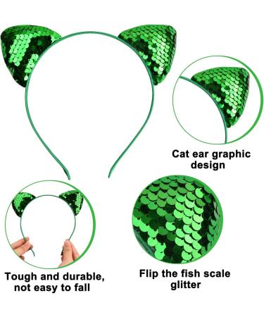 Bezavea 10 Pieces Cat Ear Hair Hoops Hair Hoop Shiny Reversible Sequin Cat Ears Headbands Glitter Cat Ears Headband Cat Ears Headbands Sequins for Women Girls Daily Life and Party Supplies - Buy Online on GoSupps.com