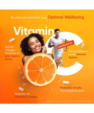 Vitamin C 1000mg High Strength Tablets with Rosehip & Bioflavonoids - Vegan Immune System Boost for Men & Women - Buy Online on GoSupps.com