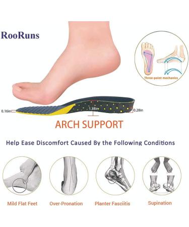 Plantar Fasciitis Insoles for Men and Women - 265mm Hard Arch Support Shoe Inserts - 1 Pair for Flat Foot Pain Relief - EVA Gel Insoles for Work Boots - Size M (Men's 8.5-10, Women's 10-11) - Buy Online on GoSupps.com
