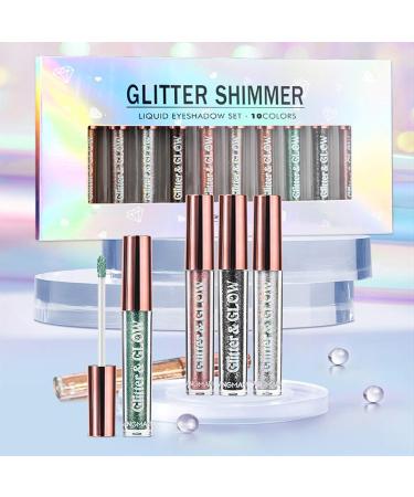 Langmanni 10PCS Liquid Eyeshadow Shimmer Glitter Liquid Eye Shadow Set Waterproof Long Lasting Metals Sparkling Eyes Makeup Liquid Eyeshadow for Party Wedding Festival or Daily Makeup - Buy Online on GoSupps.com