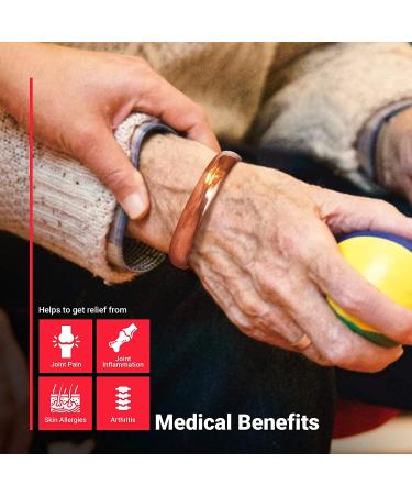 Copper Bracelet for Arthritis Relief - Pure Solid Copper for Joint Pain, Inflammation, Skin Allergies - Men & Women (Set of 2) - Buy Online on GoSupps.com