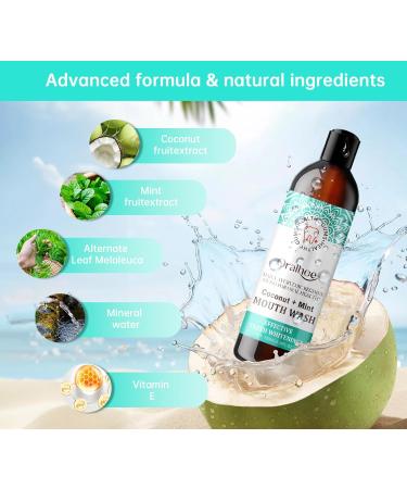 Coconut Oil Pulling Mouthwash with Tongue Scraper - Natural Alcohol-Free Mouthwash for Teeth & Gums (3.3 Fl Oz) - Pack of 1 - Buy Online on GoSupps.com