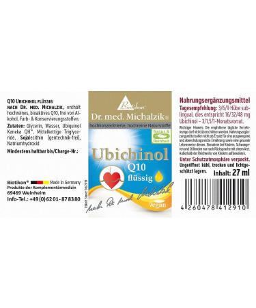 Ubichinol Q10 by Dr. med. Michalzik - Enhanced Bioavailability Non-Oxidized Micelles Additive-Free - Biotikon | International Shipping - Buy Online on GoSupps.com