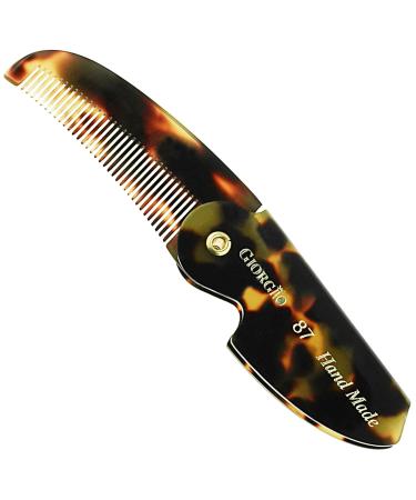 Giorgio G87 4.5 Inch Folding Mustache Comb and Beard Comb  Small Pocket Comb for Men Everyday Grooming and Hair Care. Handmade  Saw-cut and Hand Polished Styling Men's Folding Comb. Tokyo 1 Pack Tokyo