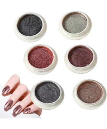 Kit de poudre ongles chrom poudre de ongles chrom e - 6 couleurs Miroir Effet Fingernail Chrome | Shimmer Nail fournit de la poudre pour le festival les rencontres le maquillage l'Halloween 04 D - Buy Online on GoSupps.com