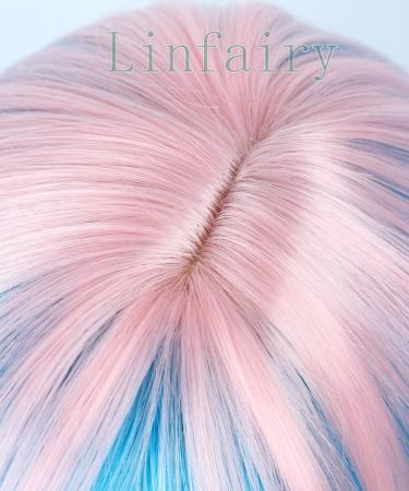 Linfairy Short Ombre Halloween Wigs for Women - Pink & Blue | Trendy Costume Wigs for Parties & Cosplay - Buy Online on GoSupps.com