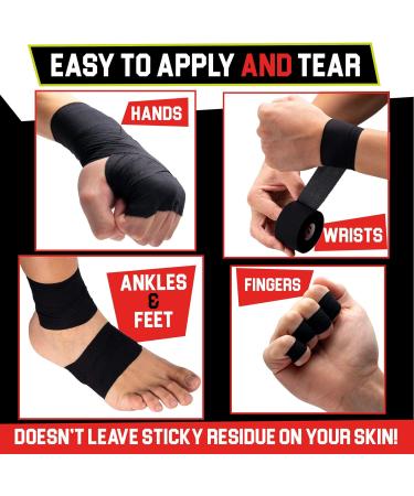 Summum Fit Black Athletic Tape Bundle - 8 Rolls + 2 Finger Tape | Strong, Easy Application, No Residue | Sports Tape for Boxing, Football, Climbing | Wrist, Ankle, Hand Protection - 10 Count - Buy Online on GoSupps.com