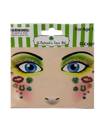 St. Patrick's Day Face Jewels & Gems Set - Glitter Rhinestones & Temporary Tattoos for Rave, Henna & Parties - Buy Online on GoSupps.com