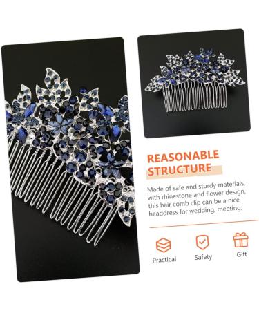DOITOOL Dark Blue Hair Comb Bridal Tiara Bridal Glitter Barrette Bridal Hair Clip Girls Hair Clips Headdresses for Women Crystal Floral Hair Comb Zinc Alloy Wig Rhinestones Bride - Buy Online on GoSupps.com