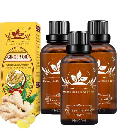 3 Pack Lymphatic Drainage Ginger Oil Massage, Ginger Essential Oil, Belly Drainage Ginger Oil Lymphatic Drainage Massage, 100% Natural Lymph Detoxification Arnica & Ginger Massage Oil,Plant Aroma Oil