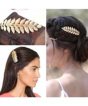 Iaceble Vintage Gold Leaf Hair Clip - Bohemian Greek Goddess Barrette for Women and Girls - Buy Online on GoSupps.com