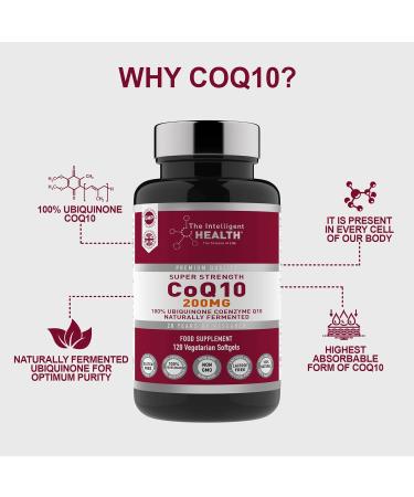 High Absorption Vegan CoQ10 200mg Softgel Capsules - 120 Count, Made in UK to GMP Standards - Buy Online on GoSupps.com