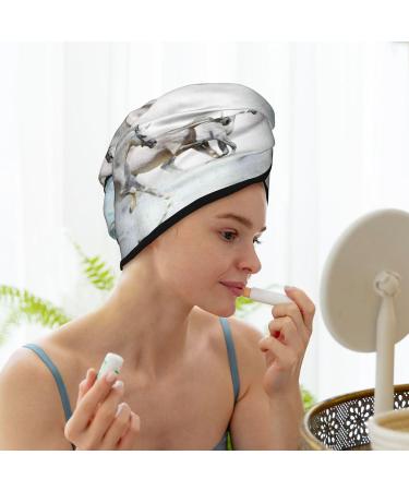 Running White Horses Microfiber Hair Towel | Soft & Super Absorbent Quick Dry Wrap for Long Curly Short & Thick Hair - Perfect for Women - Buy Online on GoSupps.com
