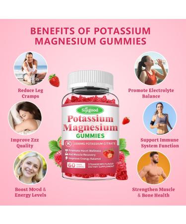 2 Pack Potassium Magnesium Gummies High Absorption Magnesium Potassium Supplement with Vitamin B6 for Leg Cramps & Muscle Health Strawberry 120 Count Strawberry 60 Count (Pack of 2) - Buy Online on GoSupps.com