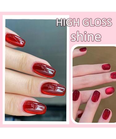 Jelly Cat Eye Gel Nail Polish Red Glitter Crystal Gel Polish Red Magnetic Nail Polish Soak Off UV/LED Sparkle Shiny Crystal Cat Eye Gel Nail Polish for Nail Art Manicure Salon DIY at Home - Buy Online on GoSupps.com