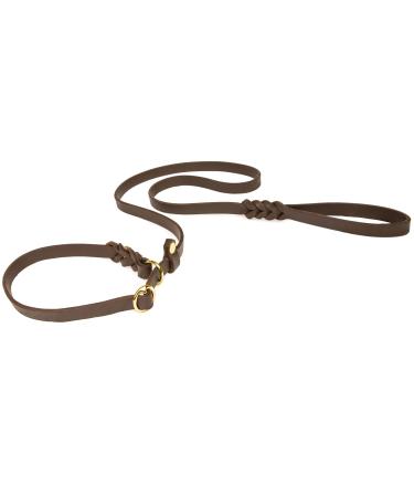 CopcoPet - Retriever leash/agility leash made of fat leather brass size 1.20 mx 12 mm brown dog leash 1.20 mx 12 mm brass brown