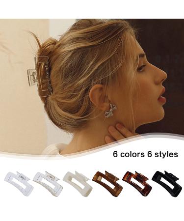 6 Pack Large Non-Slip Hair Claw Clips for Women - 4.1 Inch Rectangle & Square Acrylic Jumbo Clips for Thick Hair - Buy Online on GoSupps.com