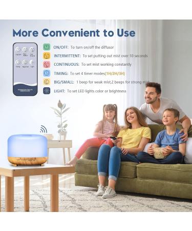 LONID 500ml Wood Grain Essential Oil Diffuser for Large Rooms - Aromatherapy Diffuser with Cool Mist - Yellow Wood Grain (Includes Oil) - Buy Online on GoSupps.com